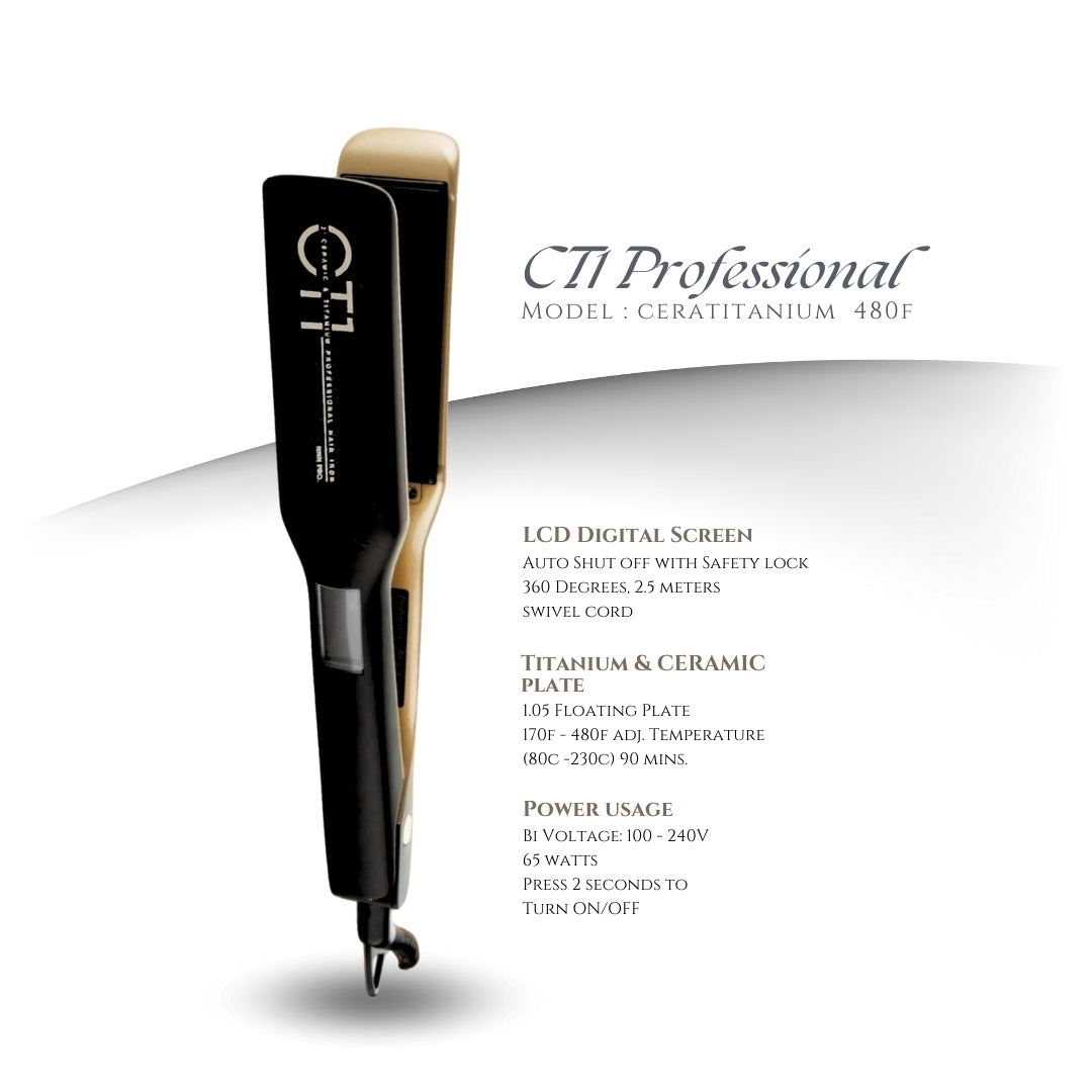 CT1 Ceramic Titanium Professional Hair Iron 480 F